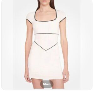 STAUD White Mini Dress with Black Trim